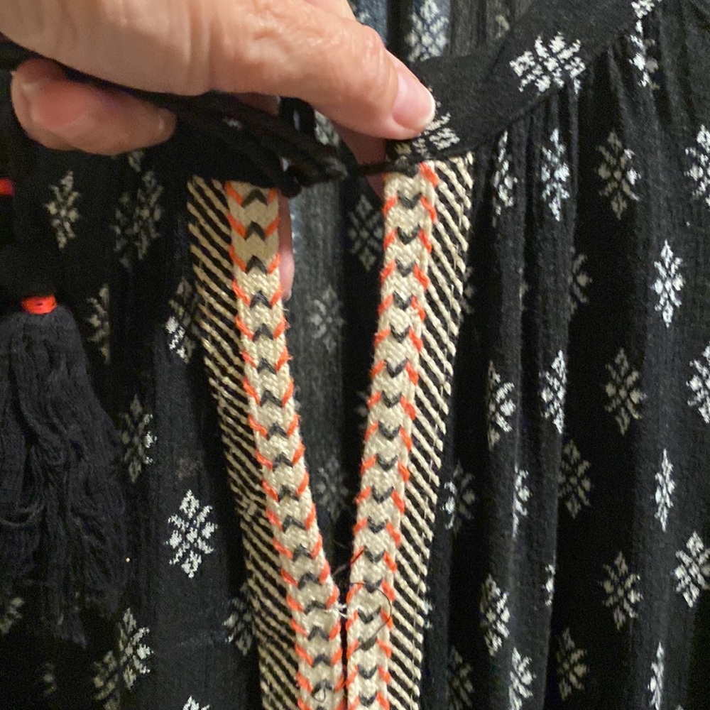 Navy Boho Top with Tassels Size 1X - Picture 3 of 5